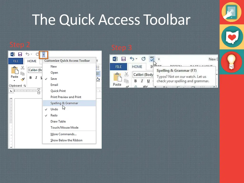 the quick access toolbar 1