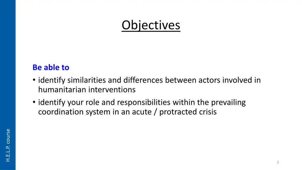 objectives