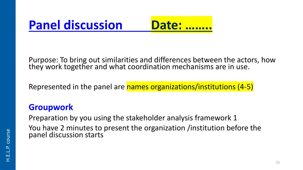 panel discussion date