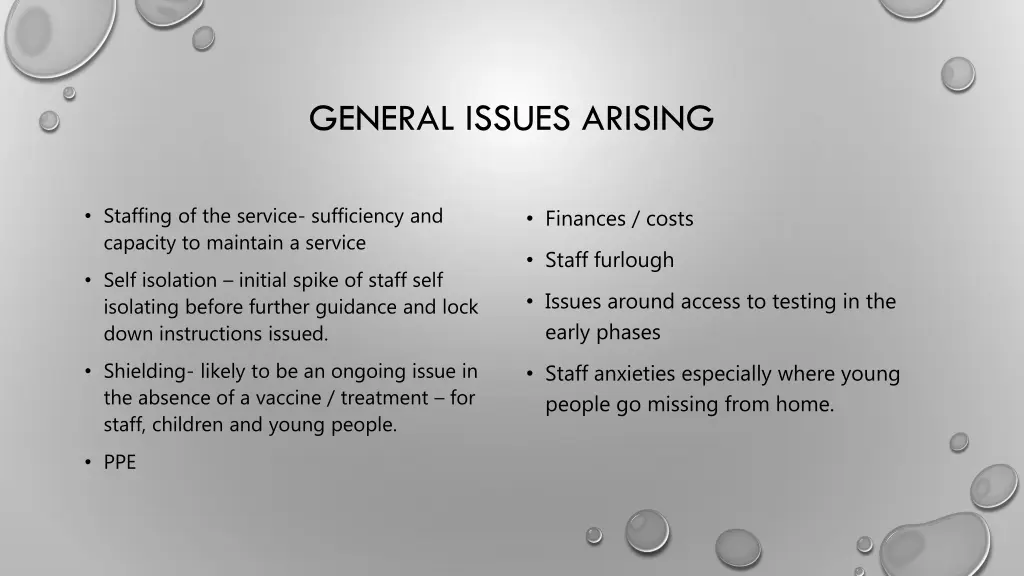 general issues arising