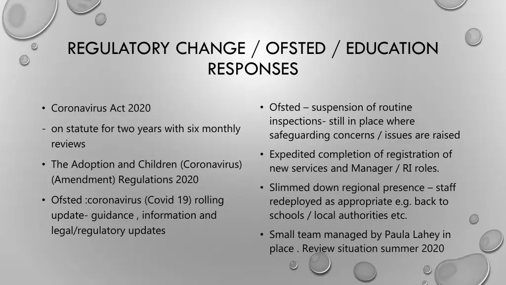 regulatory change ofsted education responses