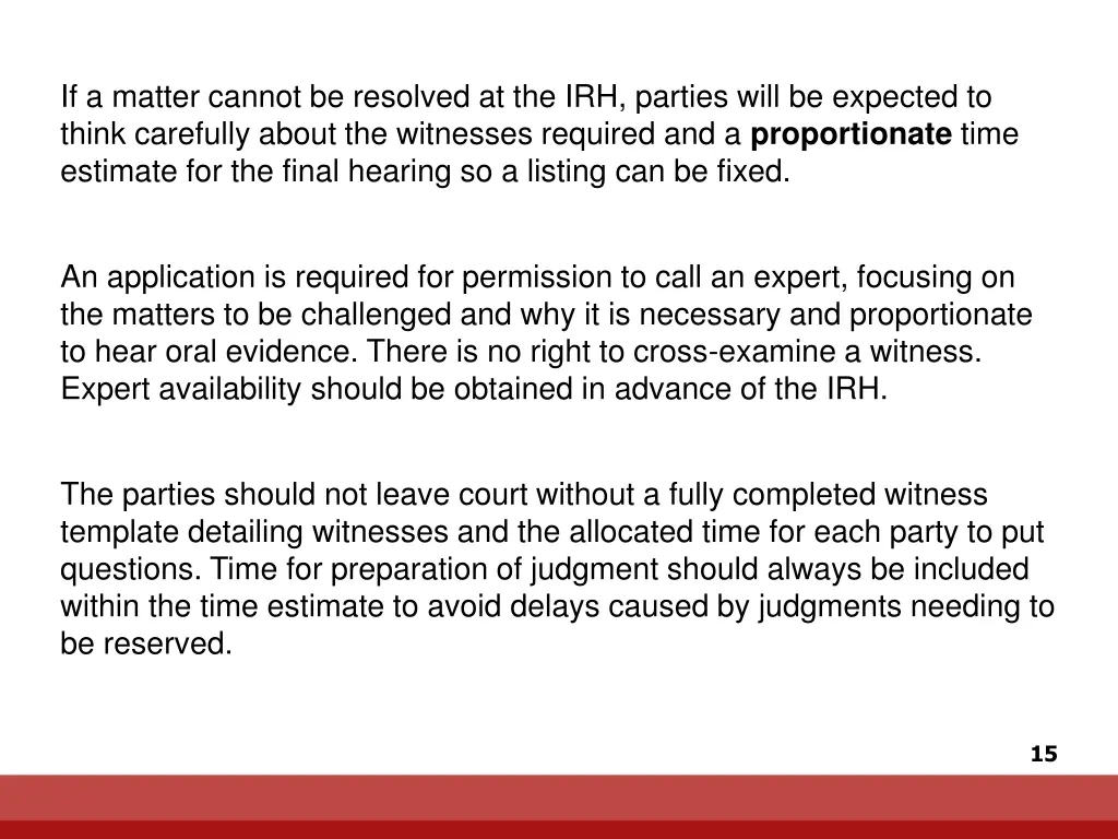 if a matter cannot be resolved at the irh parties