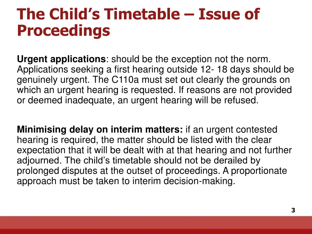 the child s timetable issue of proceedings