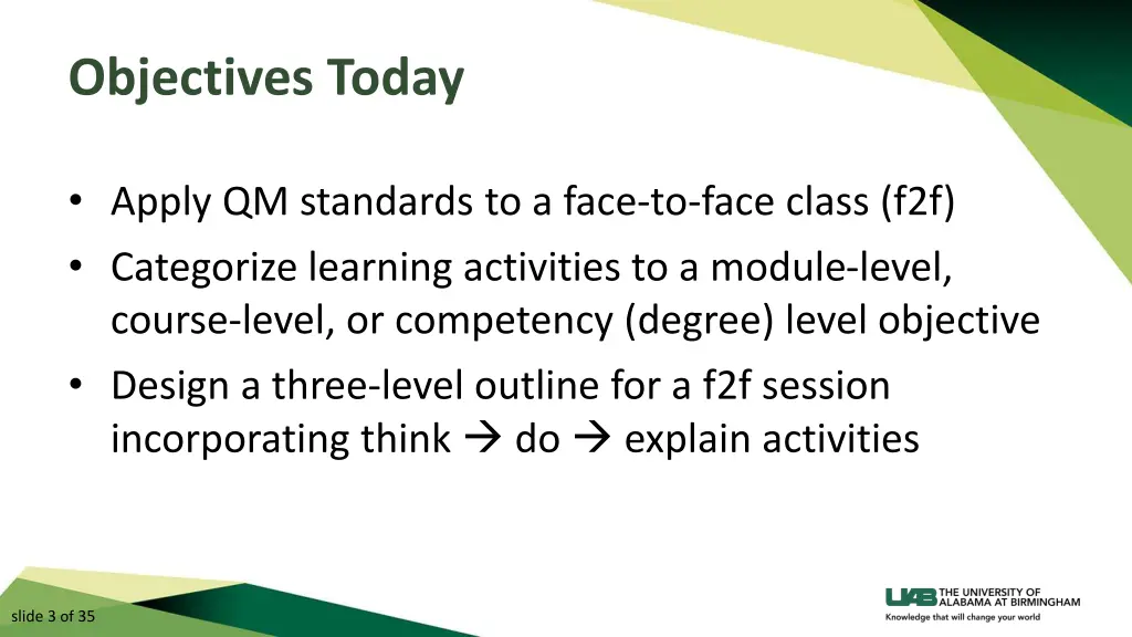 objectives today