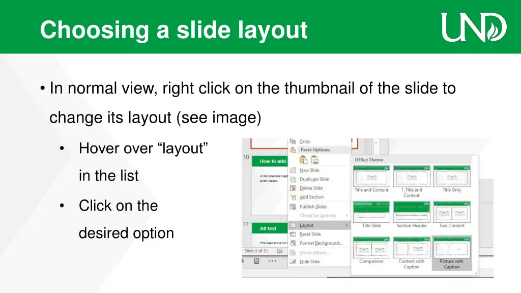 choosing a slide layout