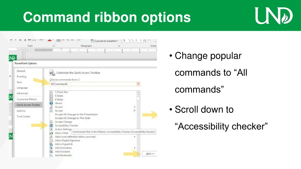 command ribbon options