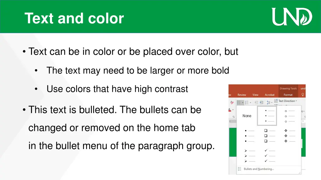 text and color