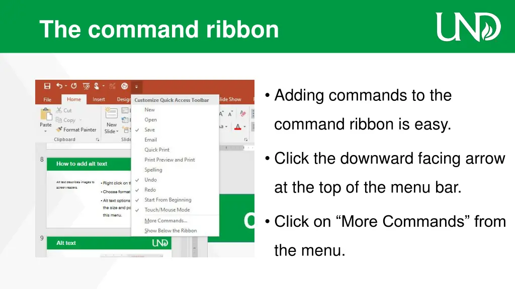 the command ribbon