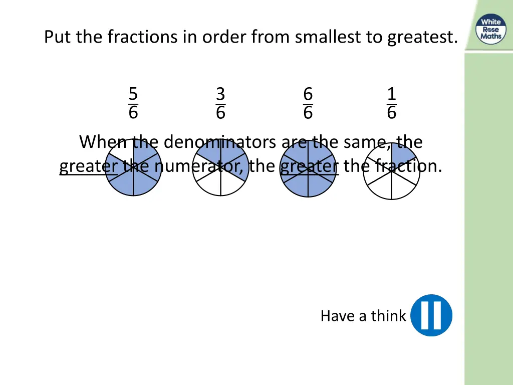 put the fractions in order from smallest