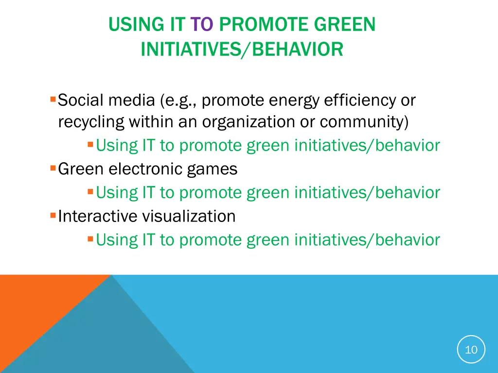 using it to promote green initiatives behavior