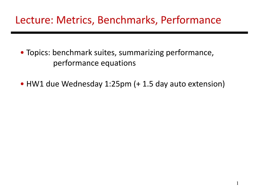 lecture metrics benchmarks performance