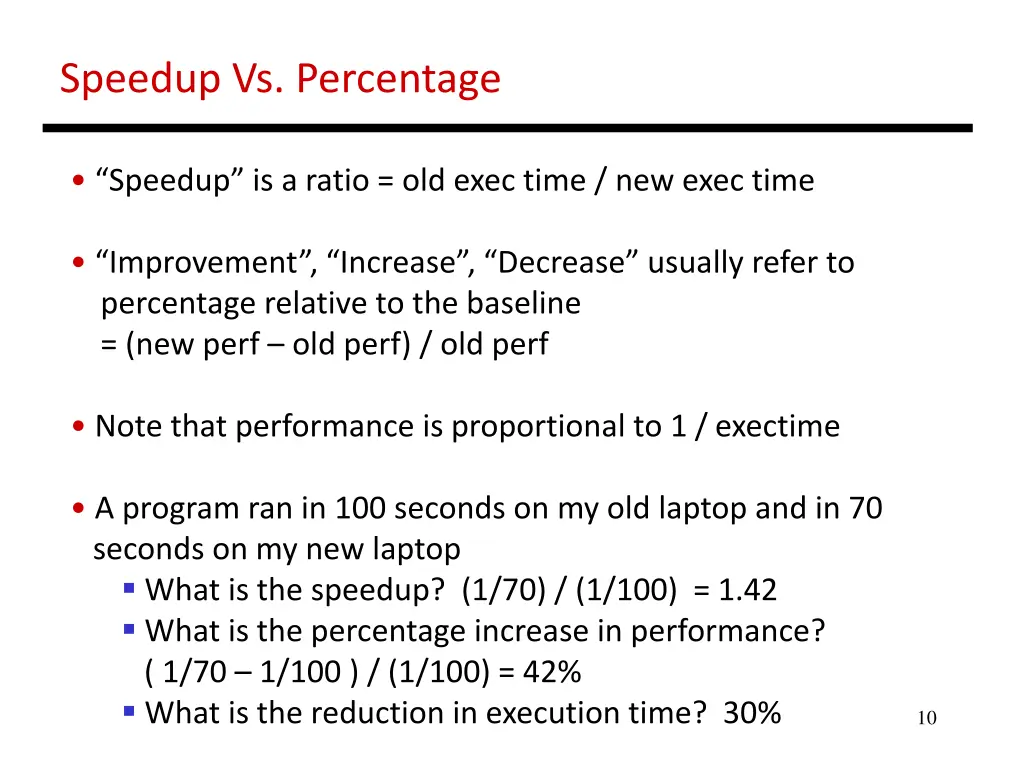 speedup vs percentage