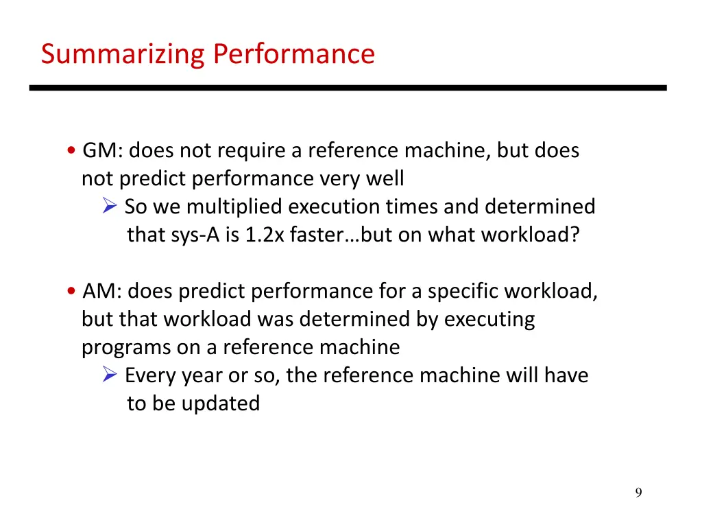 summarizing performance 1