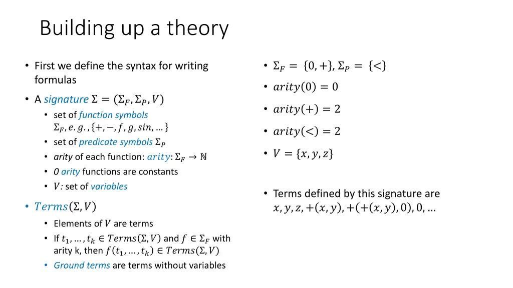 building up a theory