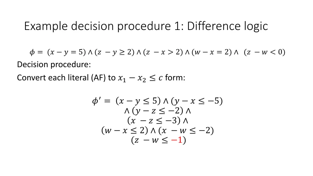 example decision procedure 1 difference logic