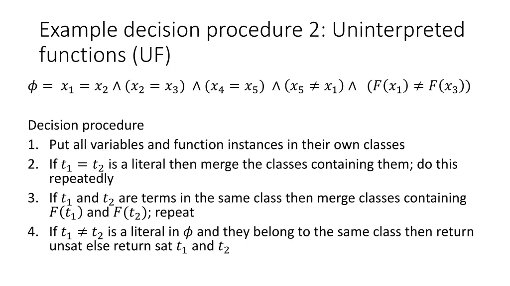 example decision procedure 2 uninterpreted