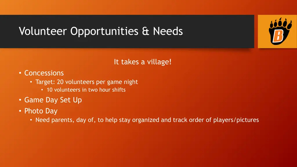 volunteer opportunities needs