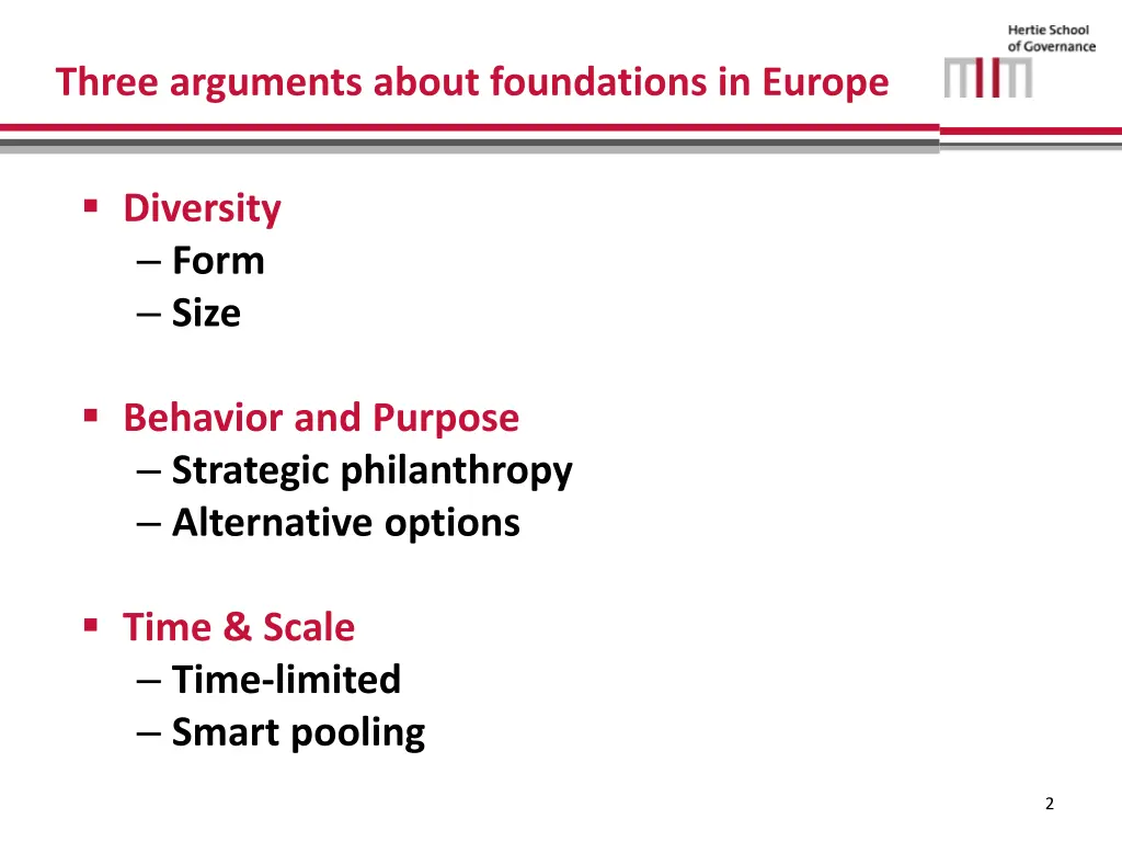three arguments about foundations in europe