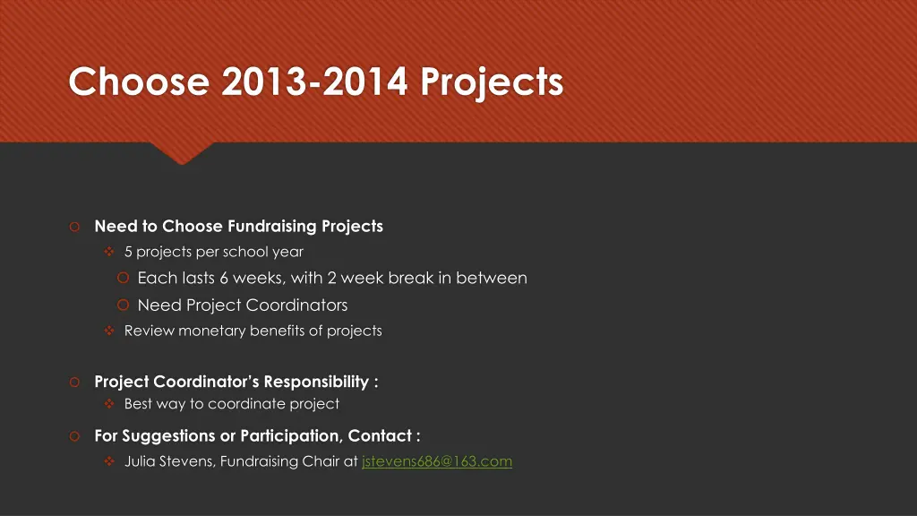 choose 2013 2014 projects
