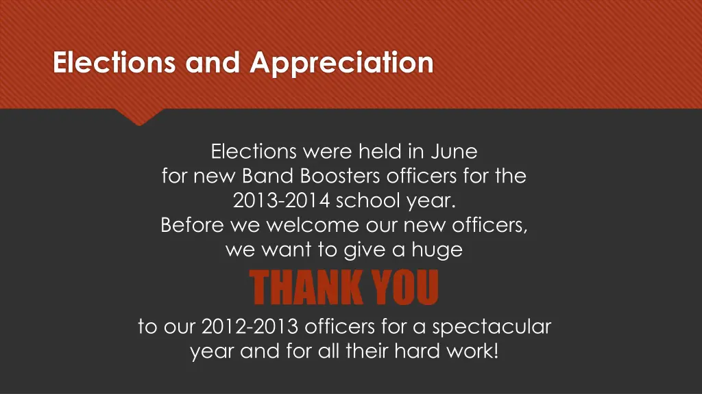 elections and appreciation
