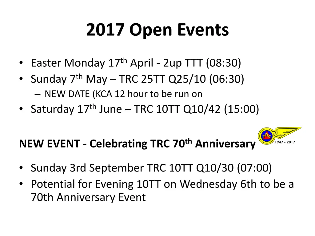 2017 open events