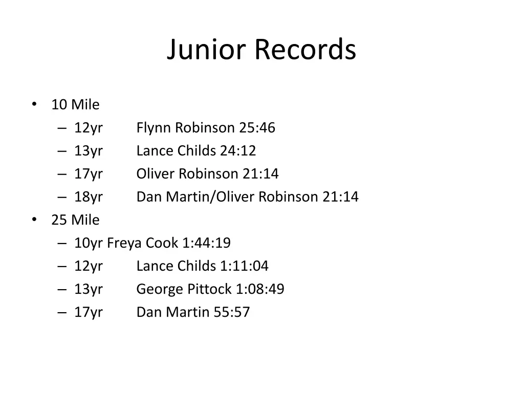 junior records