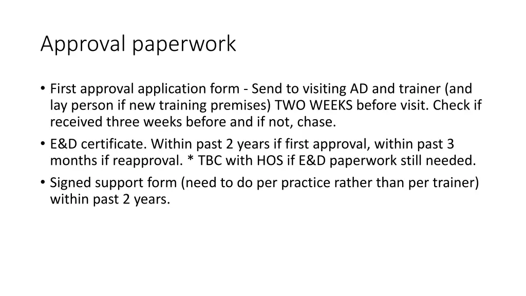 approval paperwork