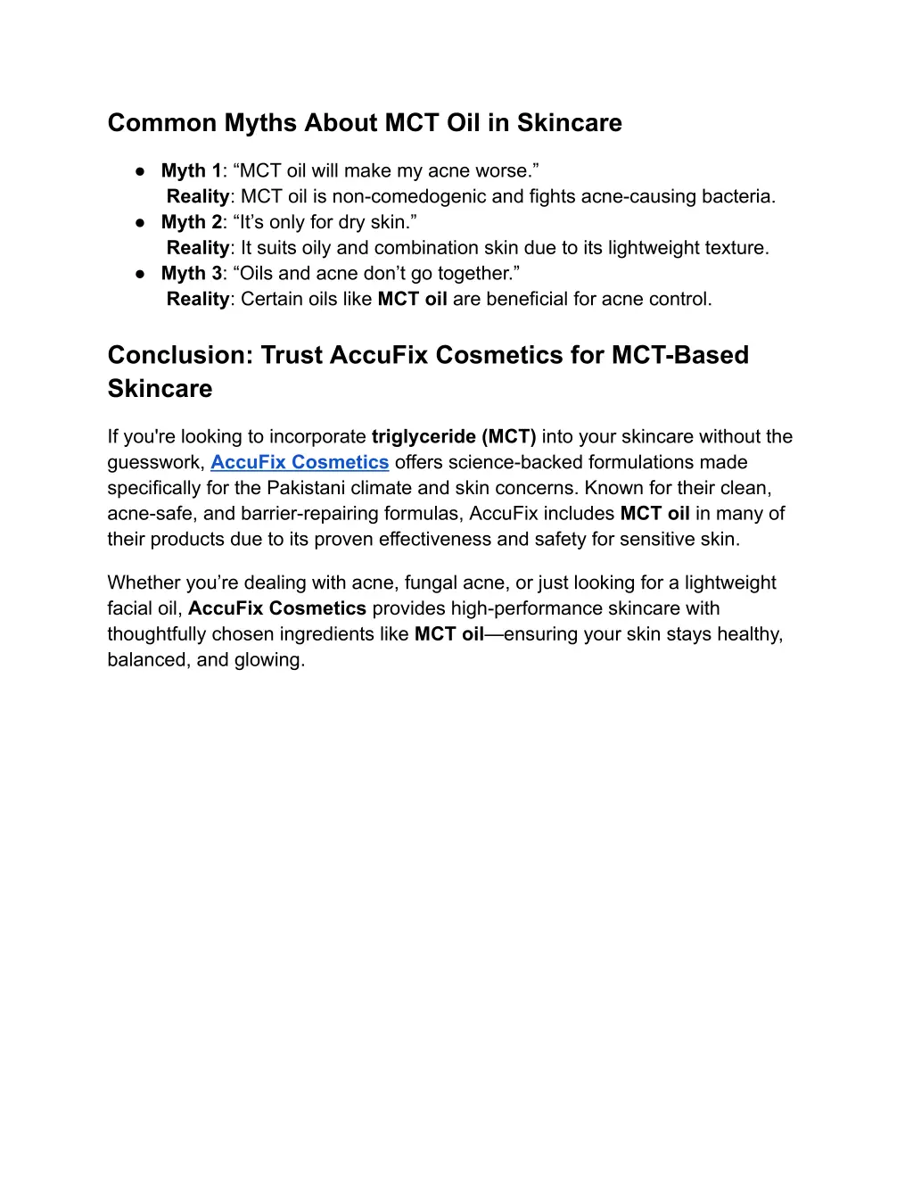 common myths about mct oil in skincare