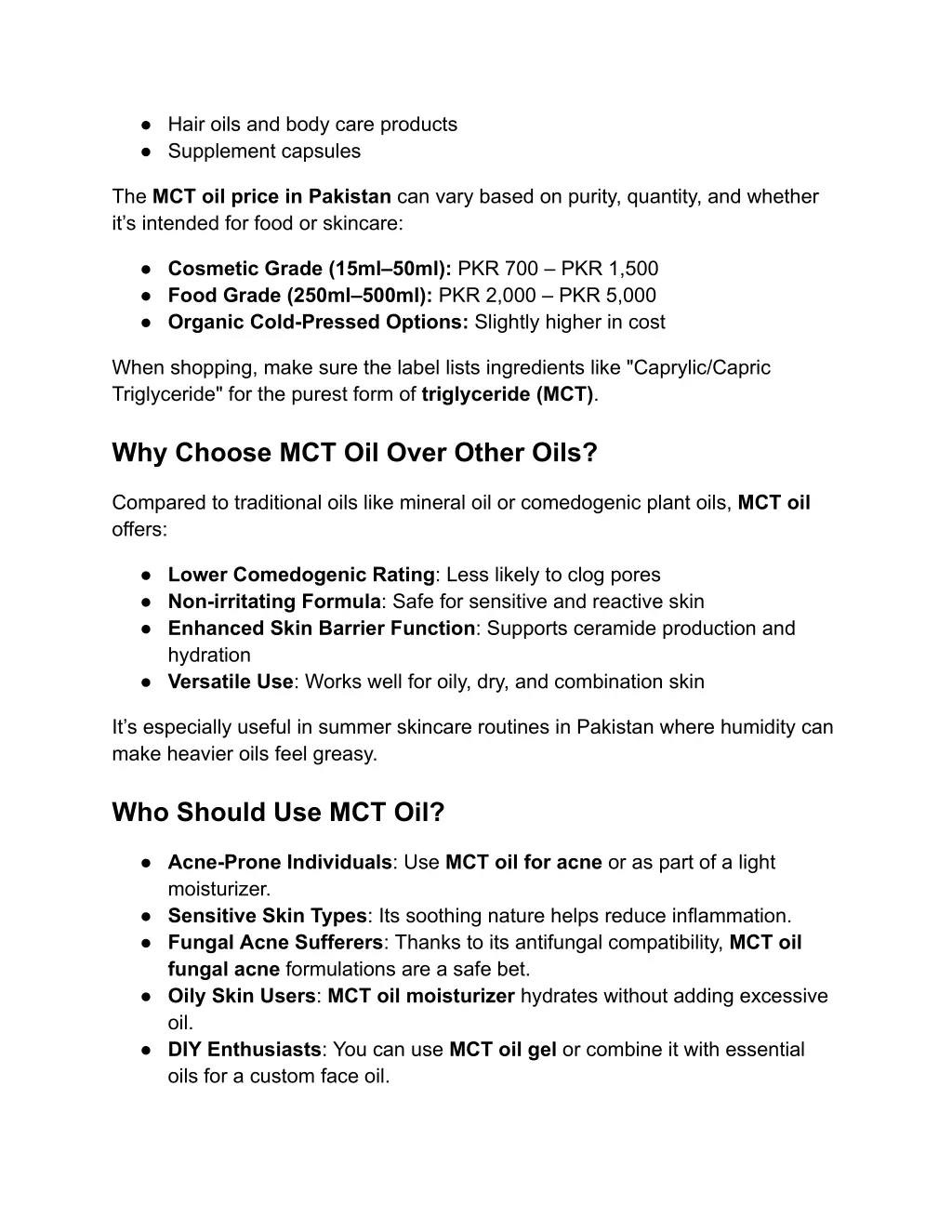 hair oils and body care products supplement