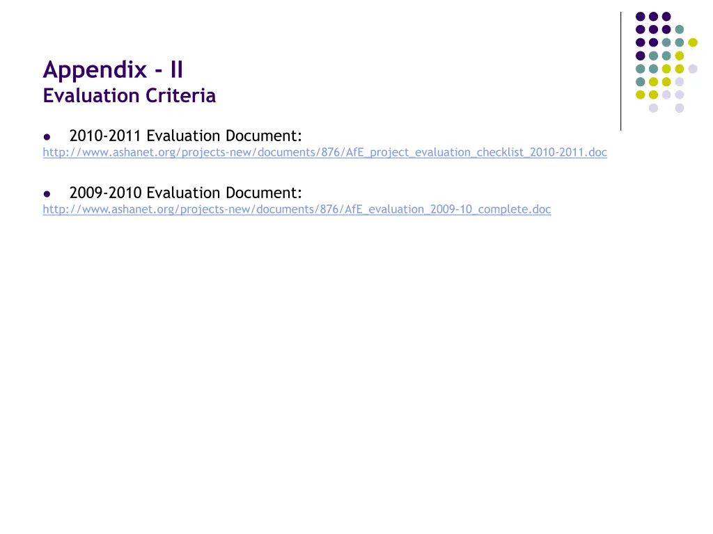 appendix ii evaluation criteria