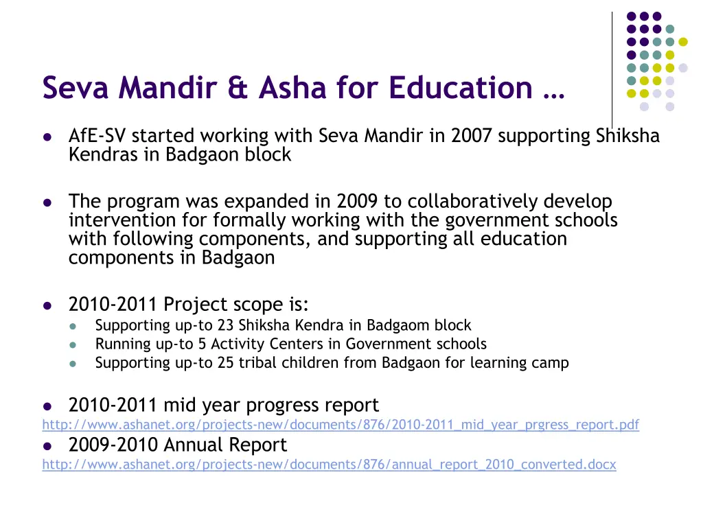 seva mandir asha for education