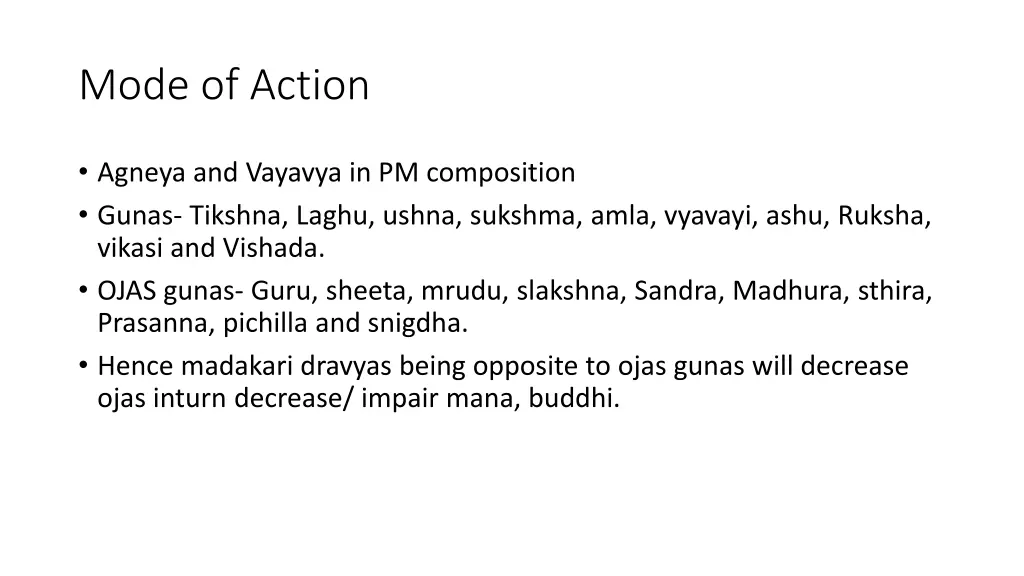 mode of action