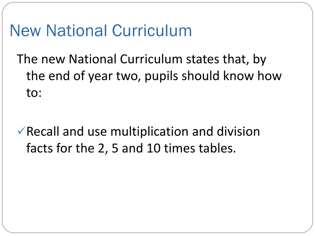 new national curriculum