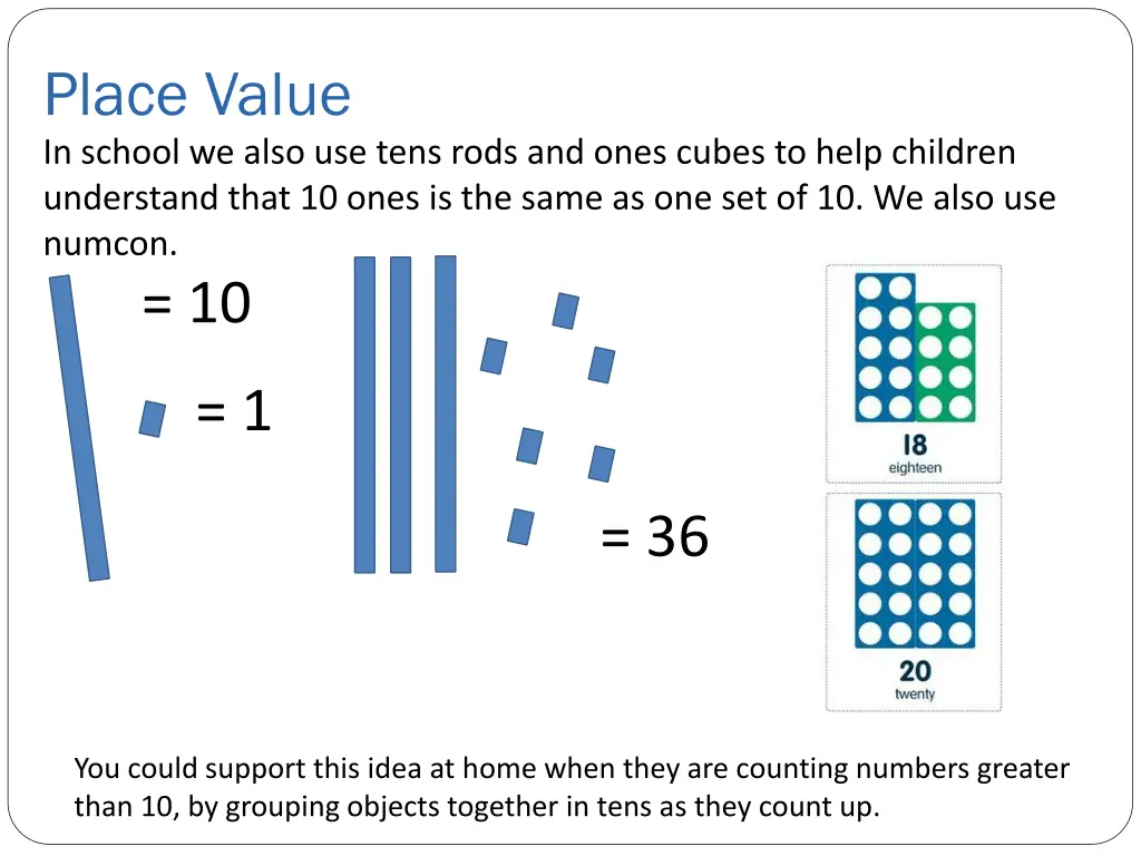 place value in school we also use tens rods