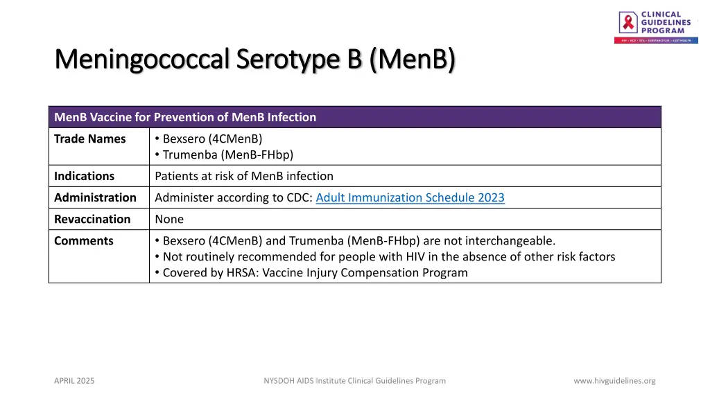 meningococcal serotype b meningococcal serotype
