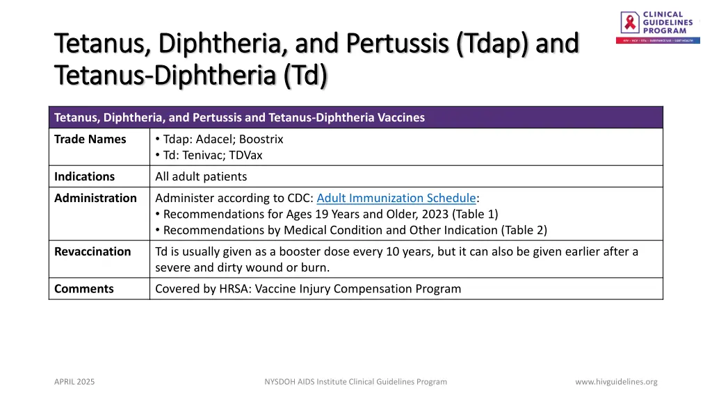 tetanus diphtheria and pertussis tdap and tetanus
