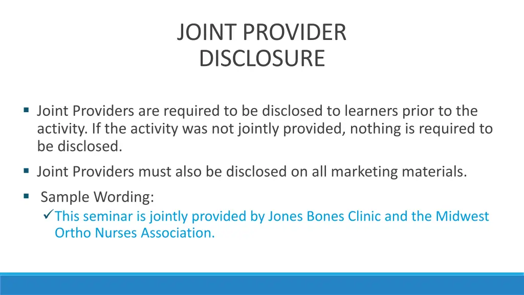 joint provider disclosure