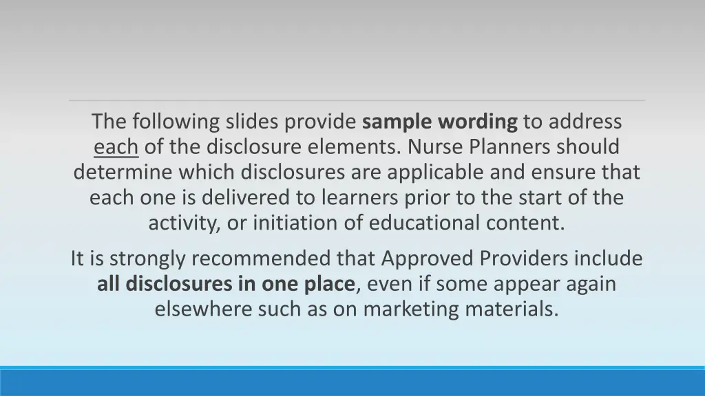the following slides provide sample wording