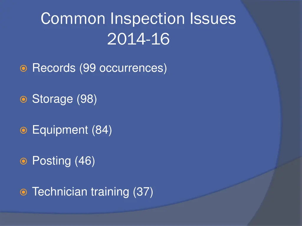 common inspection issues 2014 16 1