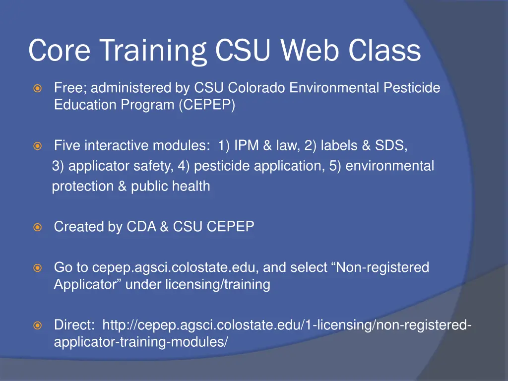 core training csu web class