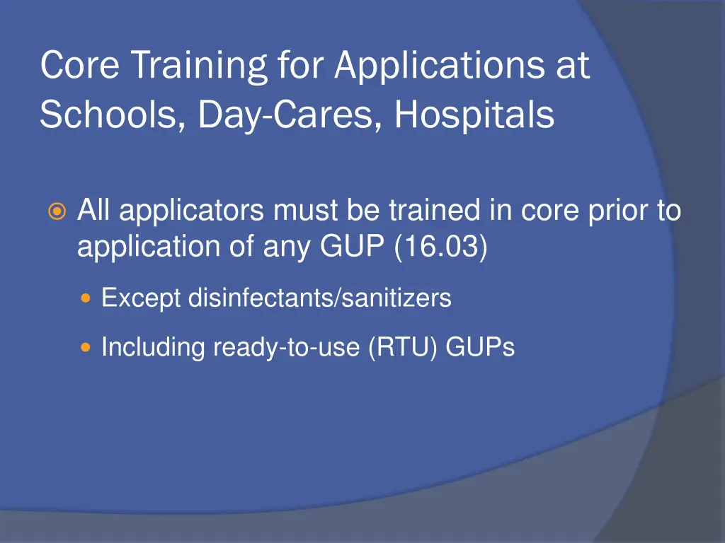 core training for applications at schools
