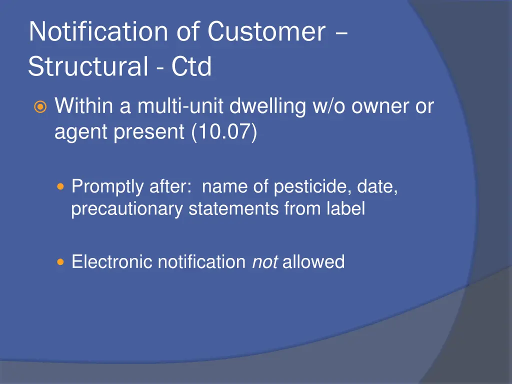 notification of customer structural ctd