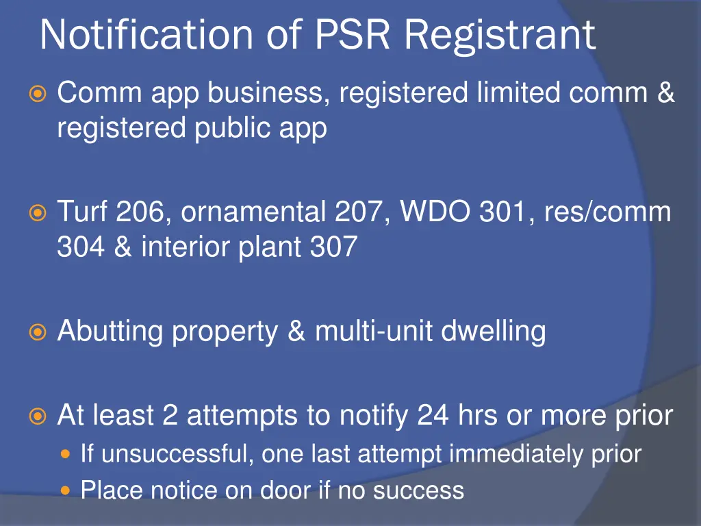 notification of psr registrant