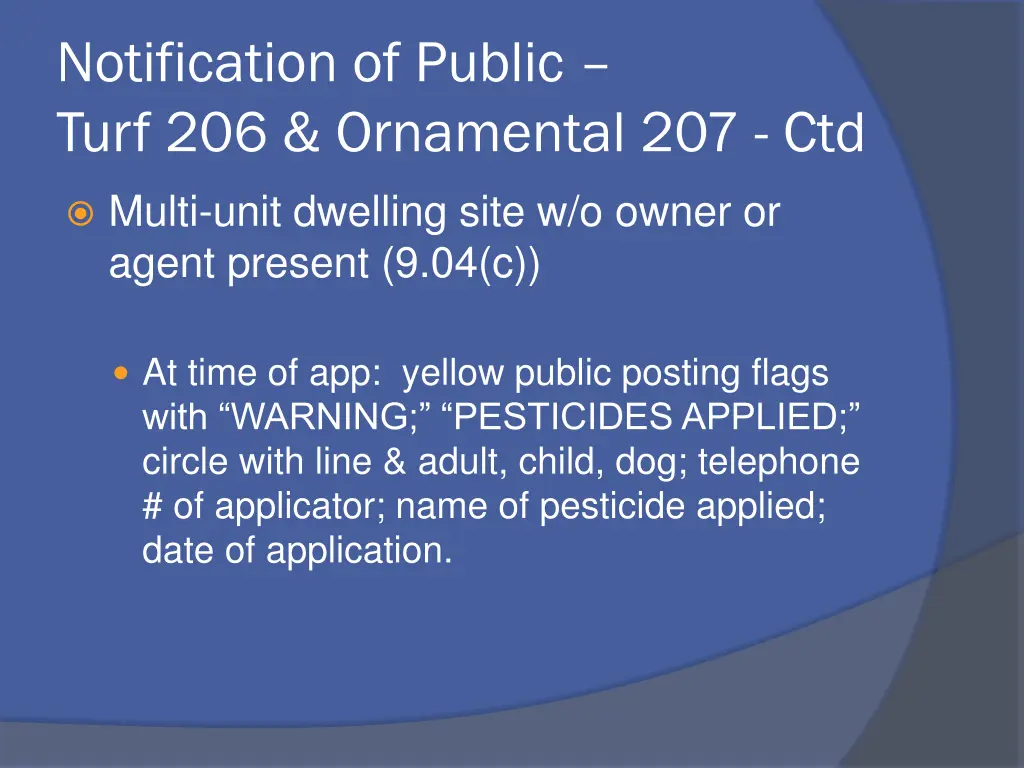notification of public turf 206 ornamental 207 ctd