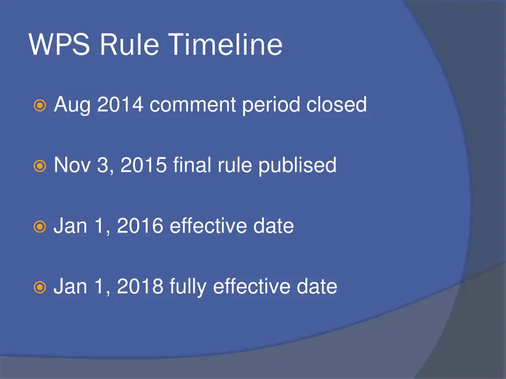 wps rule timeline