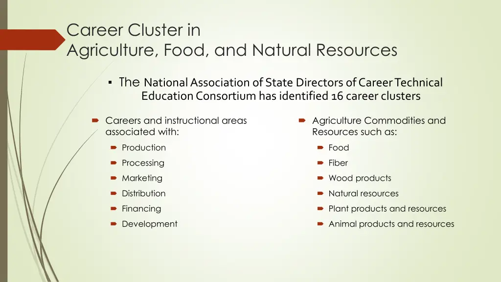 career cluster in agriculture food and natural