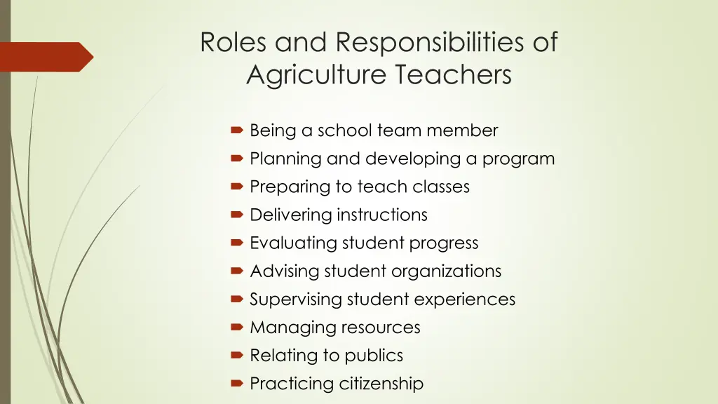 roles and responsibilities of agriculture teachers