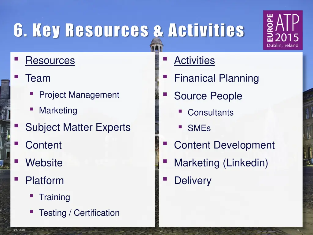 6 key resources activities