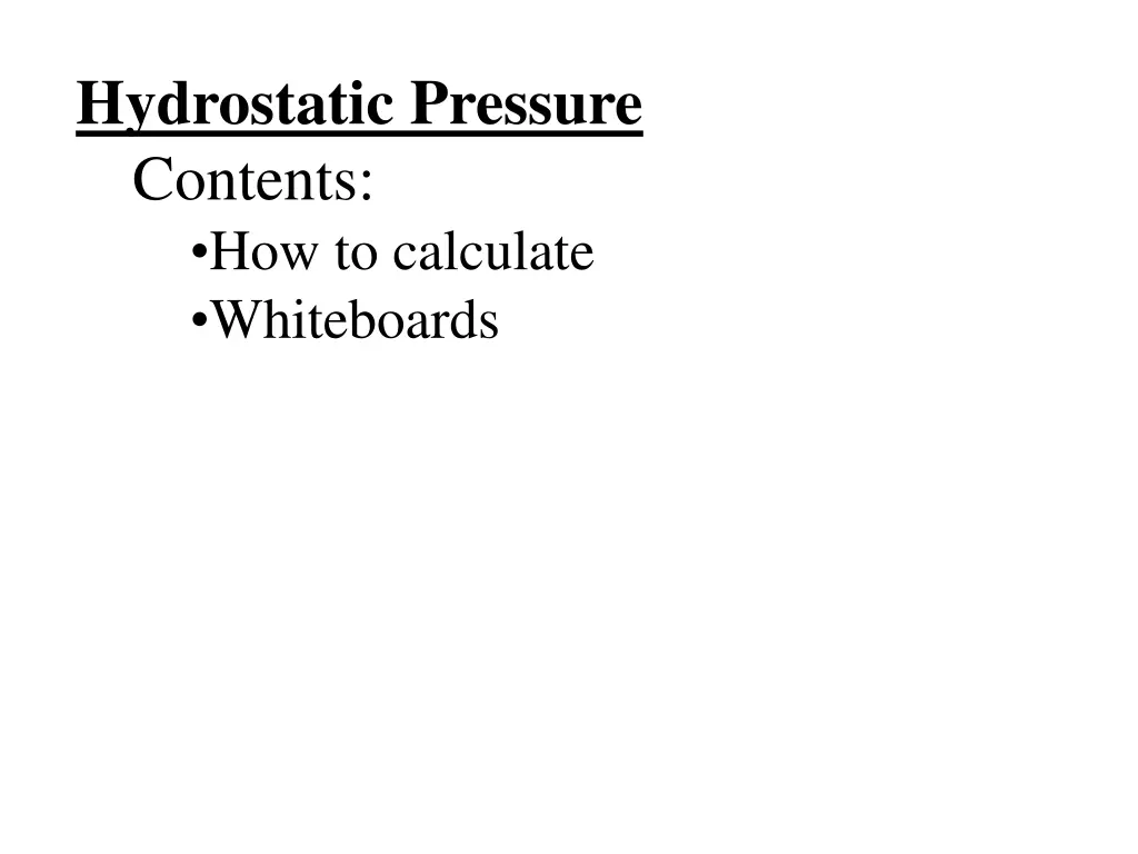 hydrostatic pressure contents how to calculate