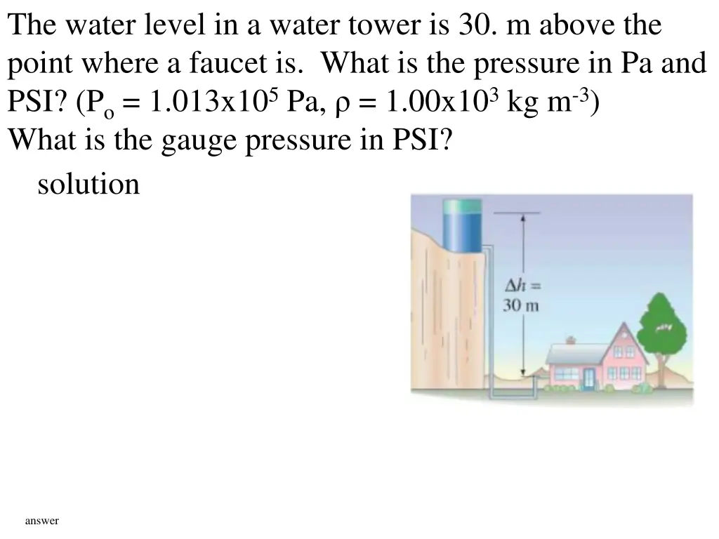 the water level in a water tower is 30 m above
